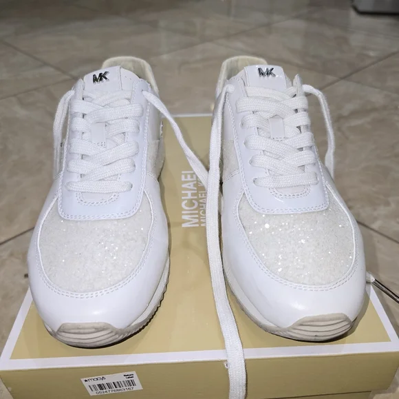 Michael Kors Allie White Glitter Women's Trainers - Picture 2 of 8